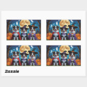 Australian Shepherd Dogs Pumpkin Halloween Funny Rechteckiger Aufkleber (Blatt)
