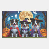Australian Shepherd Dogs Pumpkin Halloween Funny Rechteckiger Aufkleber (Vorderseite)