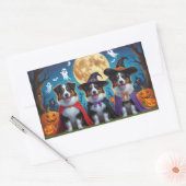 Australian Shepherd Dogs Pumpkin Halloween Funny Rechteckiger Aufkleber (Umschlag)