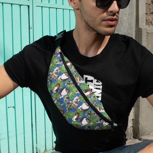 Australian Shepherd Dogs Tropical Blätter Bauchtasche