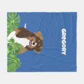 Australian Shepherd Dogs Tropical Blätter Fleecedecke (Vorderseite (Horizontal))
