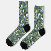 Australian Shepherd Dogs Tropical Blätter Socken (Linkes Detail)
