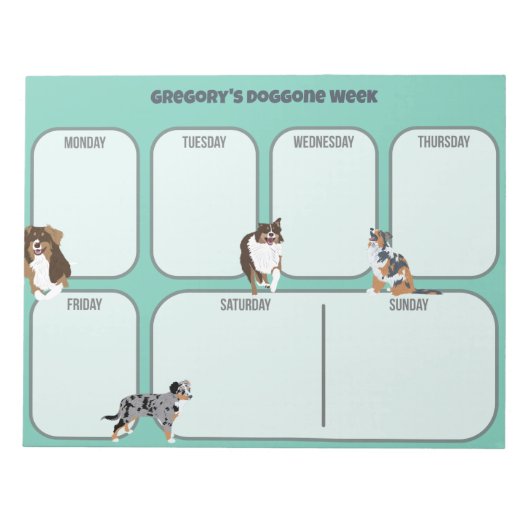 Australian Shepherd Dogs Weekly Planner Notizblock (Vorderseite)