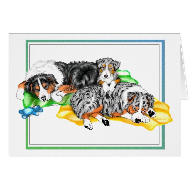 Australian Shepherd Family Nickerchen Card (Vorderseite (Horizontal))