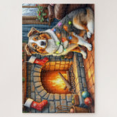 Australian Shepherd Fireplace with Christmas Light Puzzle (Vertikal)
