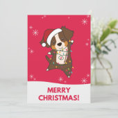 Australian Shepherd Frohe Weihnachts Winter Feiertagskarte (Stehend Vorderseite)