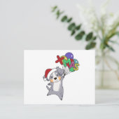 Australian Shepherd Frohe Weihnachts Winter Postkarte (Stehend Vorderseite)
