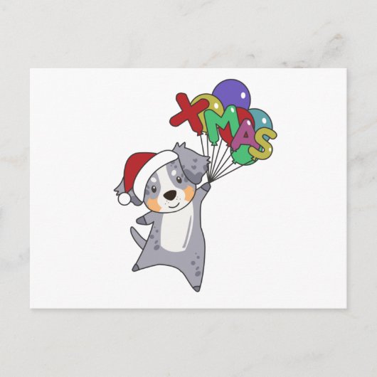 Australian Shepherd Frohe Weihnachts Winter Postkarte (Vorderseite)