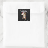 Australian Shepherd Frohe Weihnachts Winter Quadratischer Aufkleber (Tasche)