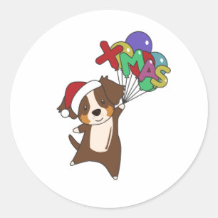 Australian Shepherd Frohe Weihnachts Winter Runder Aufkleber