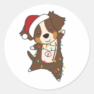 Australian Shepherd Frohe Weihnachts Winter Runder Aufkleber