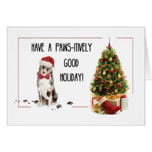 Australian Shepherd Funny Christmas Dog with Tree