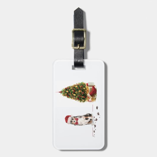 Australian Shepherd Funny Christmas Dog with Tree Gepäckanhänger (Vorderseite vertikal)