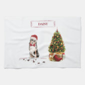 Australian Shepherd Funny Christmas Dog with Tree Geschirrtuch (Horizontal)