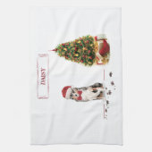 Australian Shepherd Funny Christmas Dog with Tree Geschirrtuch (Vertikal)