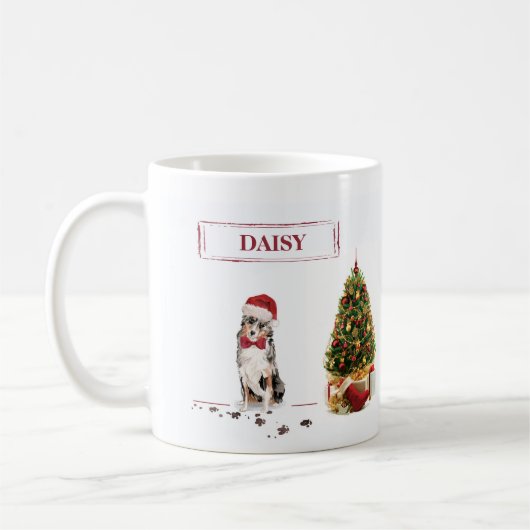 Australian Shepherd Funny Christmas Dog with Tree Kaffeetasse (Links)