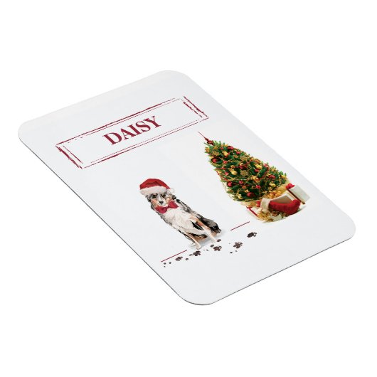 Australian Shepherd Funny Christmas Dog with Tree Magnet (Rechte Seite)