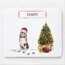 Australian Shepherd Funny Christmas Dog with Tree