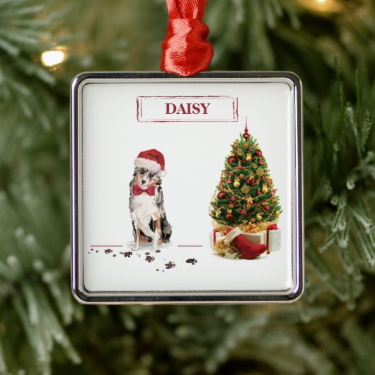 Australian Shepherd Funny Christmas Dog with Tree Ornament Aus Metall (Baum)
