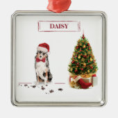 Australian Shepherd Funny Christmas Dog with Tree Ornament Aus Metall (Vorne)