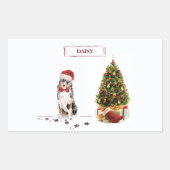 Australian Shepherd Funny Christmas Dog with Tree Rechteckiger Aufkleber (Vorderseite)