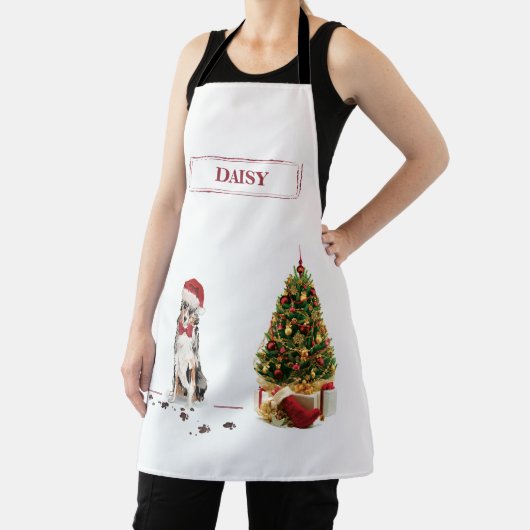 Australian Shepherd Funny Christmas Dog with Tree Schürze (InSitu)