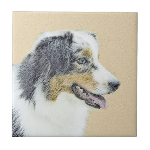 Australian Shepherd Gemälde - Originale Hunde Kuns Fliese