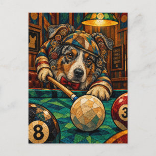 Australian Shepherd, Geometrisches Mosaik Postkarte