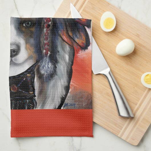 AUSTRALIAN SHEPHERD GESCHIRRTUCH (Viertel Falte)