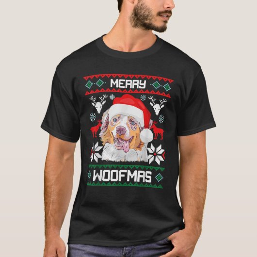 Australian Shepherd Gift For Merry Christmas Woofm T-Shirt (Vorderseite)