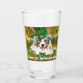 Australian Shepherd Gold Happy St Patricks Day Glas