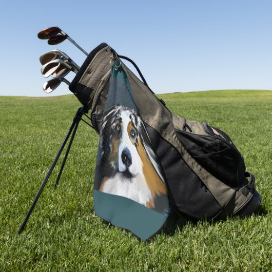 AUSTRALIAN SHEPHERD GOLFHANDTUCH (Gras)