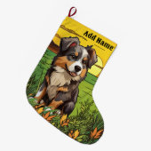 Australian Shepherd Großer Weihnachtsstrumpf (Vorderansicht (hängend))