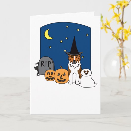 Australian Shepherd Halloween Karte (Gelbe Blume)