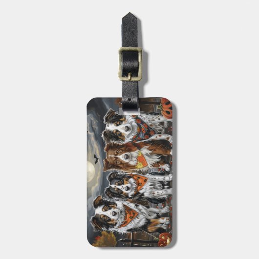 Australian Shepherd Halloween Spooky Gepäckanhänger (Vorderseite vertikal)