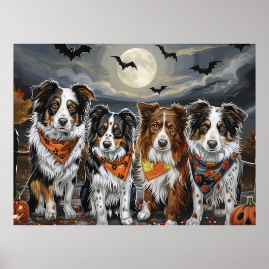 Australian Shepherd Halloween Spooky Poster (Vorne)