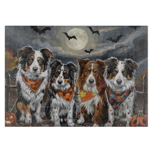 Australian Shepherd Halloween Spooky Schneidebrett (Vorderseite)