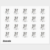 Australian Shepherd Hand Zeichne Personalisiert Runder Aufkleber (Blatt)