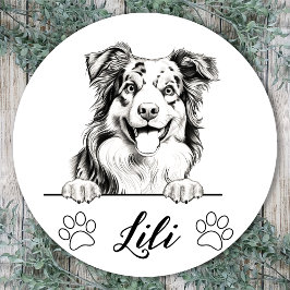 Australian Shepherd Hand Zeichne Personalisiert Runder Aufkleber