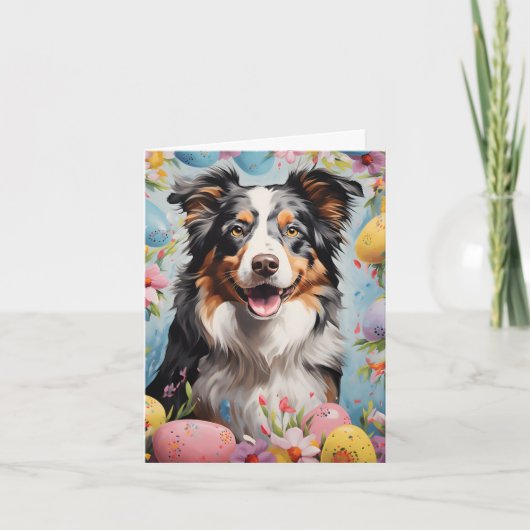 Australian Shepherd Happy Oaster Karte (Vorderseite)