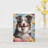 Australian Shepherd Happy Oaster Karte (Gelbe Blume)