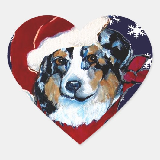 AUSTRALIAN SHEPHERD Herz-Aufkleber (Vorderseite)