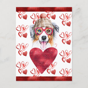 Australian Shepherd Herz Hund Liebhaber Valentinst Feiertagspostkarte