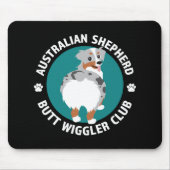 Australian Shepherd Hintern Wiggler Club (Blue Mer Mousepad (Vorne)