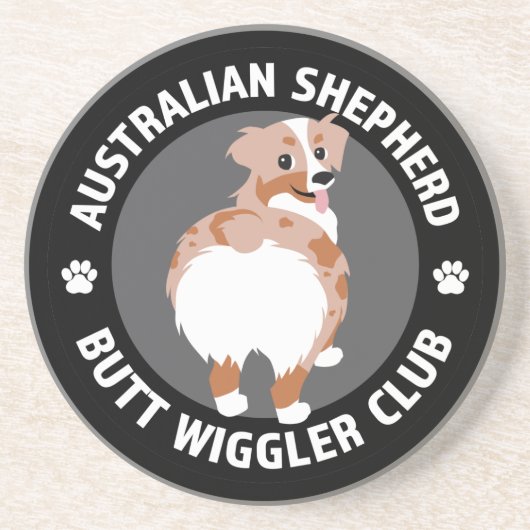 Australian Shepherd Hintern Wigglers Club - Red Me Getränkeuntersetzer (Vorne)