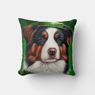 Australian Shepherd Hund in St. Patrick's Day Klei Kissen