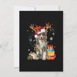 Australian Shepherd Hund Lichter Santa Hut Pullove Einladung