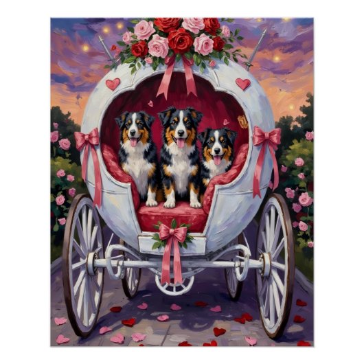 Australian Shepherd Hund Valentinstag  Poster (Vorderseite)