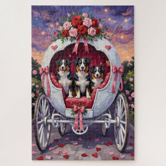 Australian Shepherd Hund Valentinstag Puzzle (Vertikal)