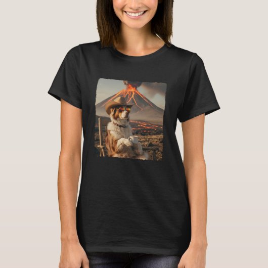 Australian Shepherd Hund Vulkan Meme Aussie Mama A T-Shirt (Vorderseite)